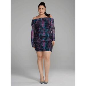 NWT Fashion to Figure Off Shoulder Snake Mesh Dress